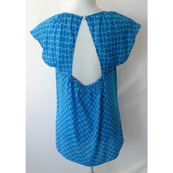 Banana Republic Women's Blue Cap Sleeve Open Back Lightweight Shirt Size 8 - Picture 5 of 10